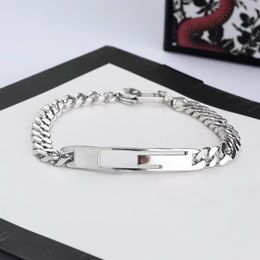 Top designer bracelet mens cuban chain bracelets double letter vintage 925 silver women men braclets bangle 17cm 19cm 21cm hip hop lover Jewellery fashion party gift