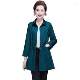 Women's Trench Coats Middle-Aged Mother Windbreaker Women Coat 2022 Spring All-Match Western Style Loose Tie Small Casual Polo Collar Trend