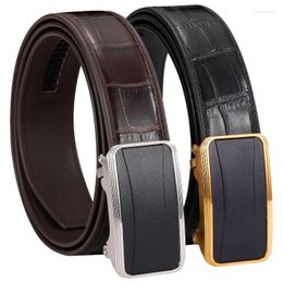 Belts 3.4cmMen's Belt Stainless Steel Automatic Buckle High Quality Men's Crocodile Pattern Top Layer Cowhide Leather Adult