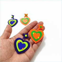 Dangle Chandelier Orange Blue Heart Star Earrings For Women Cute Romantic Drop Acrylic Jewelry Fashion Accessories Delivery Dhgarden Dh1Qs