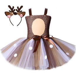 Christmas Deer Tutu Girl's Dresses Costumes for Girls Christmas Party Halloween Costumes Reindeer Tulle Dress Birthday Princess Clothes FS7835 WWJY