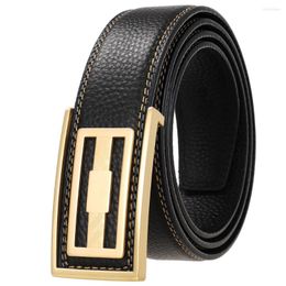 Belts Stainless Steel Full-grain Leather Brand Belt Men Top Quality Genuine Luxury Strap Male Metal Automatic Buckle