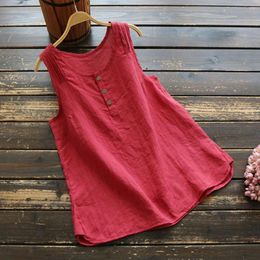 Women's Blouses Women Blouse Cotton Linen Vintage Solid Elegant Casual Sleeveless Plus Size Tops Tee Summer O Neck Loose Vest Shirt