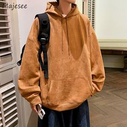 Men's Hoodies Sweatshirts Men Front Pockets Hooded Clothing Retro American Outwear High Street Solid Minimalist Cool Handsome Hip Hop Casual Cozy 221129