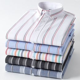 Men s Casual Shirts 100 Cotton Striped Oxford Long Sleeve Colourful Men Fashion Slim Fit Brand Dress 221128