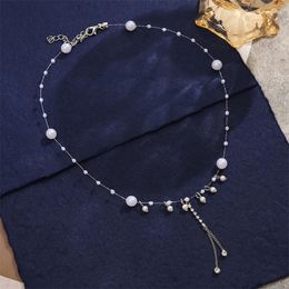 Chains Beads Pearl Choker Necklace Long Tassels Butterfly Heart Pendant Gift For Women Party Jewellery Elegant