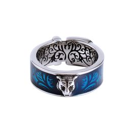 Tiger Head Blue Enamel Ring Luxury Letter Pattern Girls Party Wedding Ring Gift Hip Hop Jewellery For Women Men Lovers