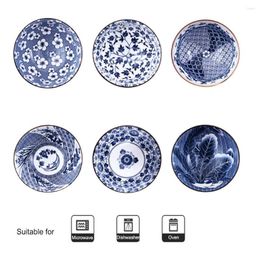 Bowls 6pcs/set Bignosedeer Blue And White Porcelain Rice Soup Bowl Chinese Style Ceramic Mixing