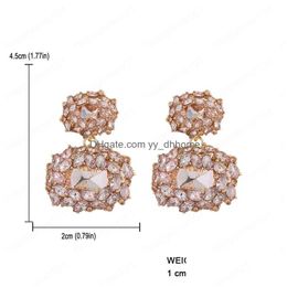 Dangle Chandelier Shiny Rhinestone/Crystal Geometric Drop Dangle Earring For Women Wedding Party Statement Earrings Jewelry Deliver Dhfxa