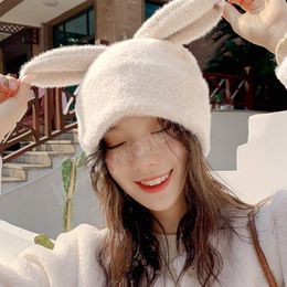 rabbit ears rabbit fur hat women autumn winter knitted wool cap woman warm Korean version of hats