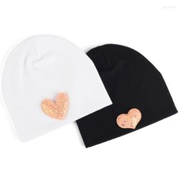 Berets Geebro 0-3 Month Cute Baby Solid Color Warm Cotton Beanies Casual Caps Infant With Heart Shaped Sequins Skullies Hats Bonnet