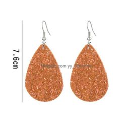 Dangle Chandelier 13 Colours Classic Sequin Glitter Pu Leather Dangle Earrings For Women Personalised Star Teardrop Jewellery Stateme Dhigy