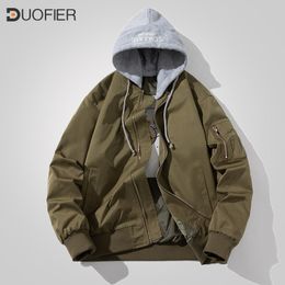 Mens Jackets Winter Hooded Bomber Men Military Thick Windbreaker Multipocket Air Force Streetwear Baseball Male Coats 221129