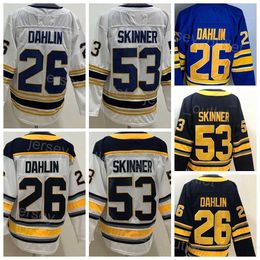 Men Reverse Retro Hockey 26 Rasmus Dahlin Jersey Blank 53 Jeff Skinner Heritage Classic Winter 50th Anniversary Navy Blue Purple White Team''Nhl''Shirt