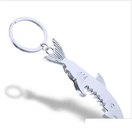 Openers Bottle Opener Keychain Promotion Gift Customised Shark Shaped Zinc Alloy Beer Keys Chain Women Men Key Rings D 120 J2 Drop D Dhmyd