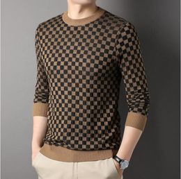 Men's Sweaters Top Grade New Fashion Brand Knit Luxury Pullover Crew Neck Trendy Designer Jumper Korean Plaid Sweater Casual Top