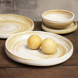 Plates Ceramic Pasta Steak Oval Tableware Cooking Dish Vegetable Plate Creative El Restaurant Specialty Snack Desserts Tray