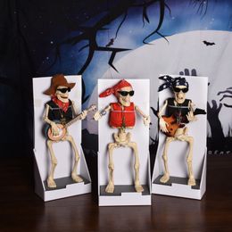 Plush Dolls Electric Toy Halloween Will Play Guitar and Sing Funny Skeleton Ghost Button Festival Decoration Theme Props 221129