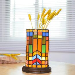 Table Lamps European Retro LED Colorful Glass Decorative Lamp With USB Three-Color Dimmable Bedroom Study El Bedside Night Lights
