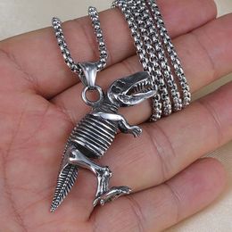 Ancient Silver Dinosaur Pendant Necklace Celtic Skull Stainless Steel Necklaces Chain Man Hiphop Fashion Fine Jewellery