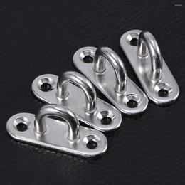 Hooks 4Pcs Load-Bearing Hook Stainless Steel Oblong Pad Eye Plate Staple Ring Loop U-Shaped Design Screws Mount Hanger