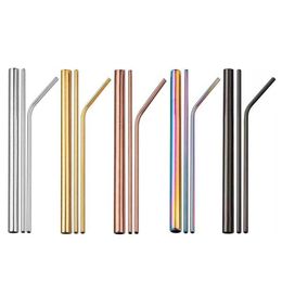 Drinking Straws 4Pcs/Set Stainless Steel Drinking Sts With Package Box Reusable St Smoothie Cleaning Brush 399 J2 Drop Delivery Home Dhlgl