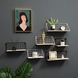 Novelty Items Nordic Minimalist Creative Iron Mesh Partition Wall Shelf Wall Hanging Decoration Small Shelf NonMMarking Display Stand 221129