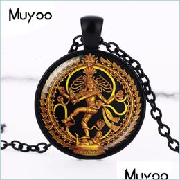 Pendant Necklaces Golden Buddha Necklace Dance Of Destruction Lord Shiva Pendant Glass Buddhist Jewellery Hindu Deity Spiritua Dhgarden Dhuwc