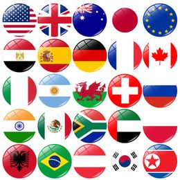 Christmas Decorations 25PCS Glass World Flags Refrigerator Magnets National Flag Fridge Stickers USA Germany French Russia Spain Britain Countries 221129