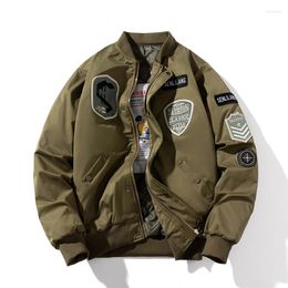 Men's Jackets Winter Bomber Jacket Men Military Retro Badge Pilot American Vintage Motorcycle Coat Parkas Hooded Male Khaki Armygreen