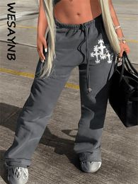 Damenhose Capris Wesaynb Kleidung Streetwear Y2K für Frauen hohe Taille Baggy Taschen Fallschirm Jogginghose graue Freizeithose 221129