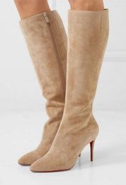 Caza de boda de cuero negro de color marr￳n de invierno zapatos de fiesta de boda rojo bota de fondo para mujeres bancadas botas botas botas de rodilla plataforma impermeable 3222427
