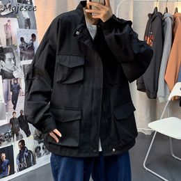 Men's Jackets Men Cargo Harajuku All match Handsome Casual Multi Pockets Male Clothing Streetwear Baggy Teens Students Ulzzang 221129