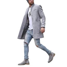 Men's Wool Blends Fashion Coat Thickened Windbreaker Warm Autumn Winter Solid Colour Long Outwear Cardigan Tops 221129