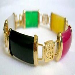 Natural Mix Colors good jewerly Fortune Luck Link Bracelet jade