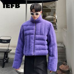 Mens Down Parkas IEFB Lamb Wool Cotton Men Coat Short Thick Korean Fashion Zipper Stand Collar Casual Solid Colour Male Jacket 9A6010 221129