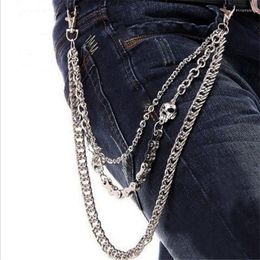 Keychains Skull Biker Link 3 Layer Waist Punk Hook Trousers Pant Belt Chain Men's Wallet Jewellery For Boys