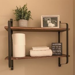 Novelty Items Large Rustic Industrial Pipe Wall Floating Shelf Wooden Storage Shelving Unit 221129