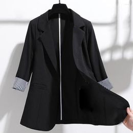 Women's Suits Stylish Suit Coat Anti-UV Women Blazer Turn-Down Collar Summer Office Lady Thin Jacket Skin-touch