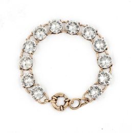 Link Bracelets Big Circular Crystal Clear Dot Bracelet Bangle Fashion Glass Stone Jewelry For Women