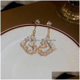 Dangle Chandelier Zircon Triangle Crystal Diamond Love Dangle Earrings For Women Korean Fashion Earring Daily Birthday Party Jewel Dhaxw