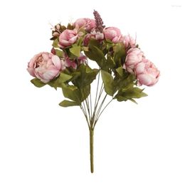 Decorative Flowers Artificial Dark Pink Peony Silk Flower Bouquet Wedding Party Home Decor UK