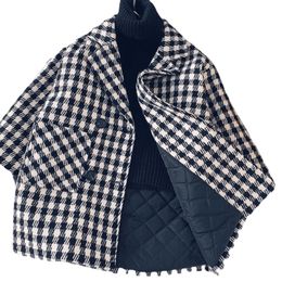 Coat Baby Boy Girl Woolen Plaid Jacket Long Double Breasted Warm Child Lapel Tweed Coat Cotton Padded Baby Outwear Clothes 110Y 221128