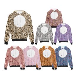 Sublimation Blank Long Sleeve Hoodie DIY Polyester Heat Transfer Printing Leopard Print Colours Pullovers Shirt Clothes US Sizes for Men Women Customed Sea B5