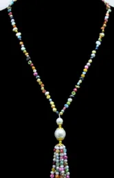 Chains 4-5mm Multicolor Baroque Natural Pearl Tassel Pendant & Necklace For Women 20''