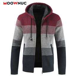 Mens Sweaters Cardigan Fashion Long Sleeves Casual Coats Striped Thick Slim Classic Male Spring Autumn Hats Brand MOOWNUC 221130