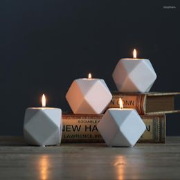 Candle Holders Nordic Ceramic Creative Retro Ins Ornaments Home Decorations Exquisite Candy Colour Geometric Small