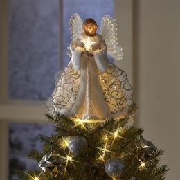 Christmas Decorations Tree Decoration Acrylic Golden Angel Doll Top Decor Pendant Ornaments Xmas Gift 2023 Year 221130