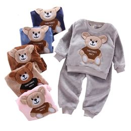 Kleidung Sets Herbst Winter Flanell Pyjamas geboren Kleidung Baby Boy Set Für Mädchen Kleinkind Plüsch Anzug Casual Kinder Homewear 221130