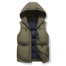 Mens Vests Winter Men Solid Vest Jacket Warm Outerwear Waistcoat Casual Hooded Sleeveless s Plus Size 7XL 221129